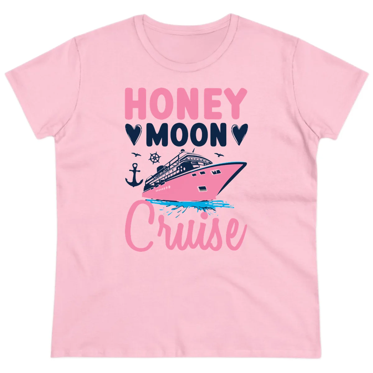 Honeymoon Cruise Club Ladies Tee for the Bride in Light Pink