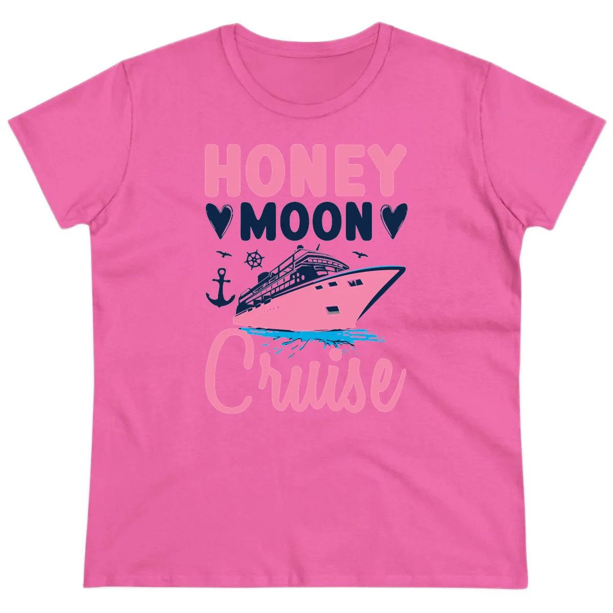 Honeymoon Cruise Club Ladies Tee for the Bride in Azalea