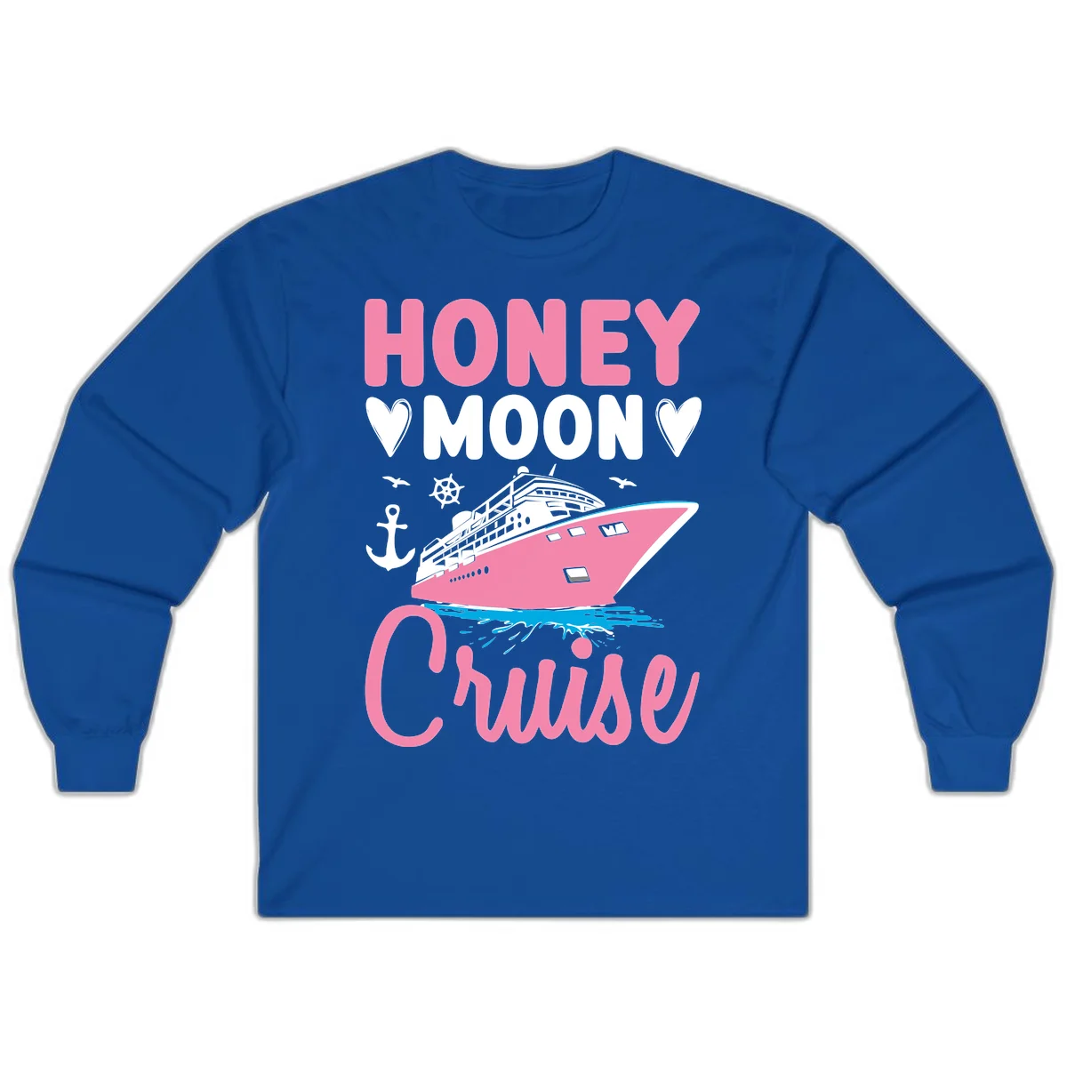 Honeymoon Cruise Club Long Sleeve Tee for Cool Nights in Royal