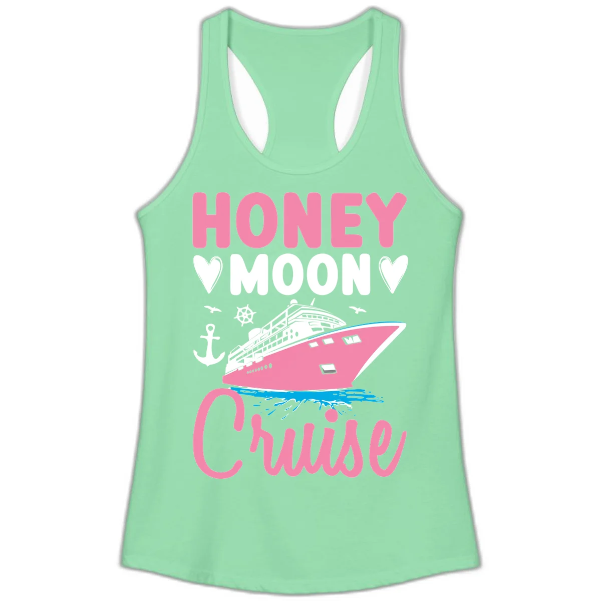 Honeymoon Cruise Club Ladies Tank Top for Her in Solid Mint