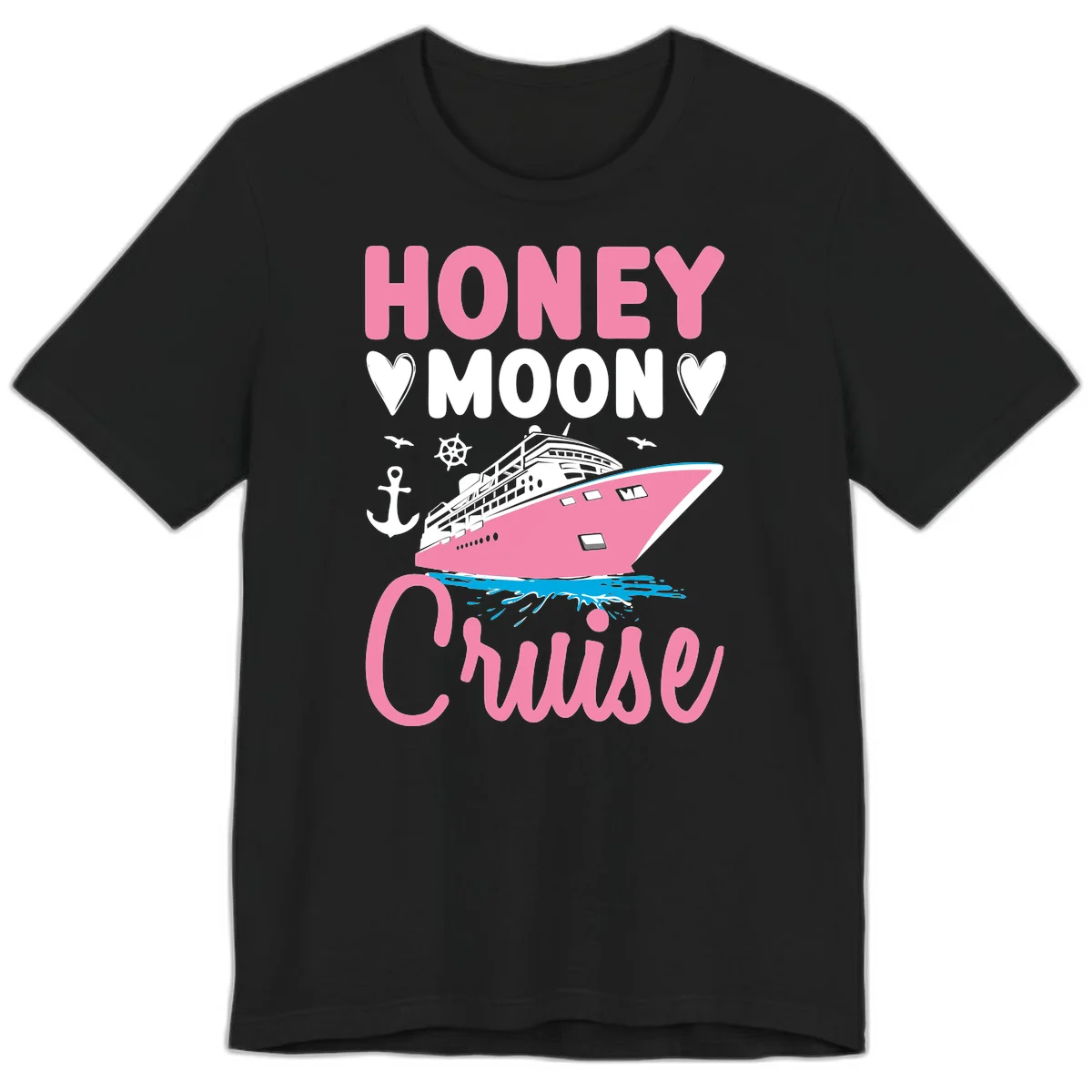 Honeymoon Cruise Club Premium T-Shirt for Newlyweds in Black