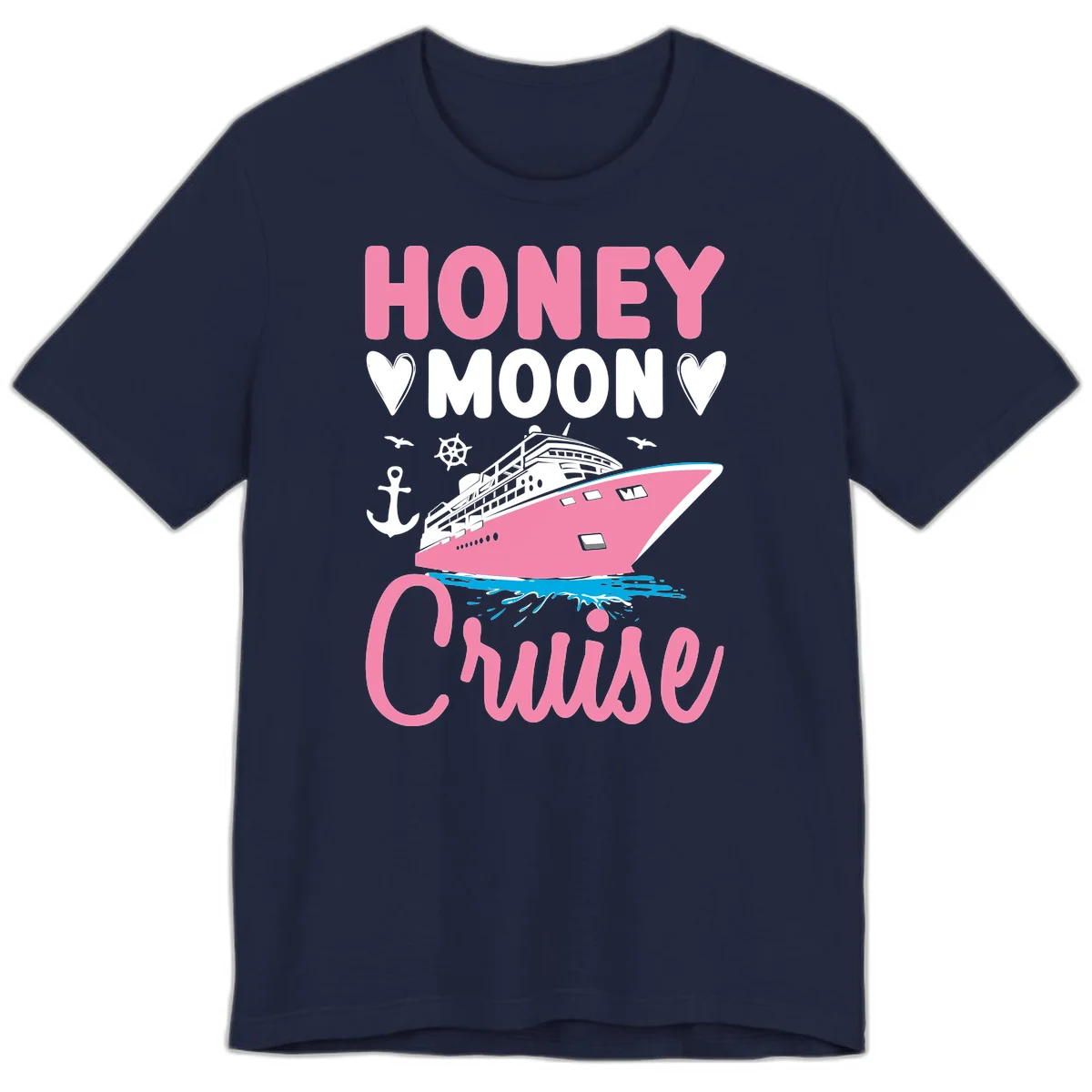 Honeymoon Cruise Club Premium T-Shirt for Newlyweds in Navy