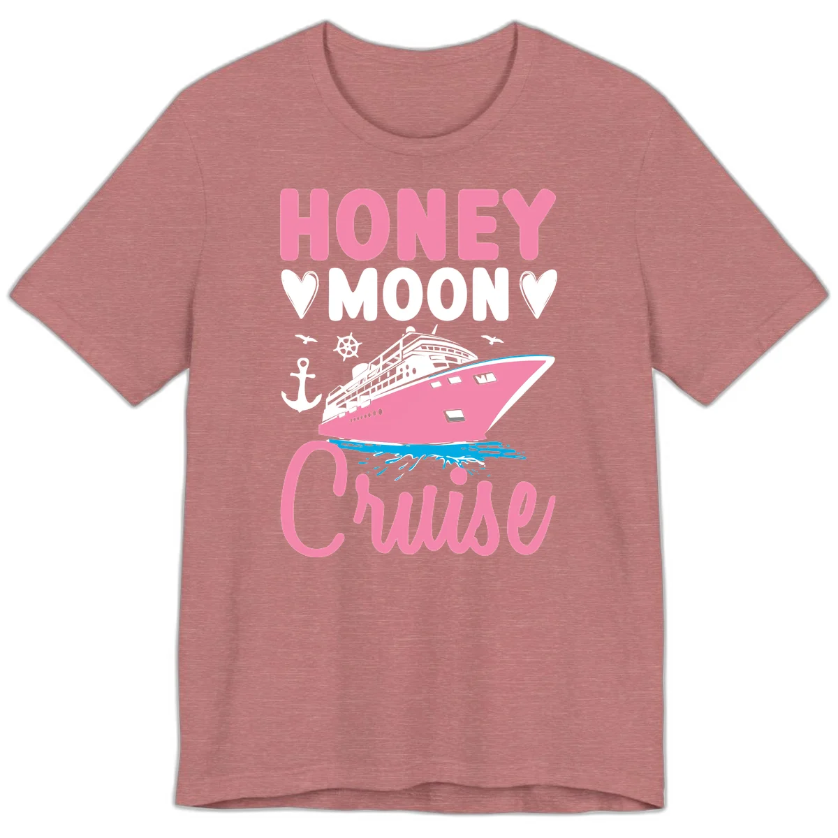 Honeymoon Cruise Club Premium T-Shirt for Newlyweds in Heather Mauve