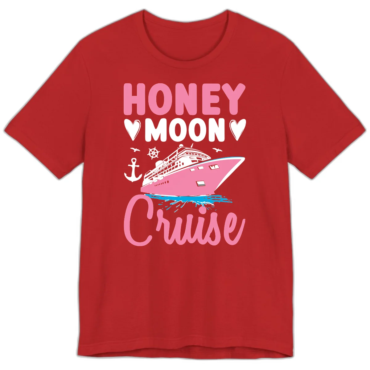 Honeymoon Cruise Club Premium T-Shirt for Newlyweds in Red
