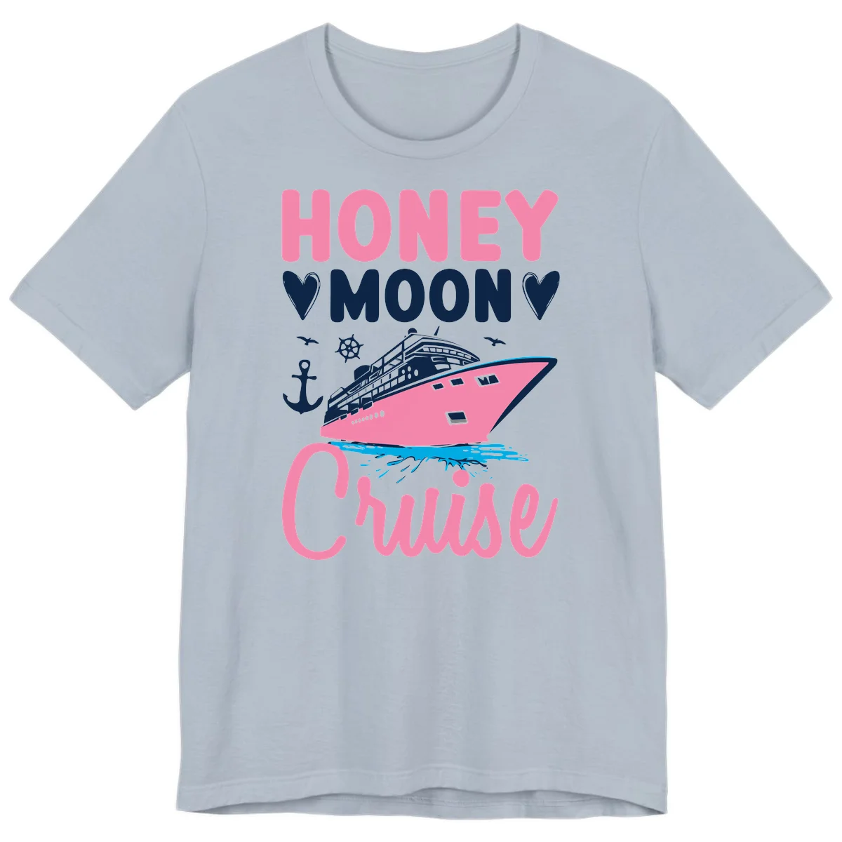 Honeymoon Cruise Club Premium T-Shirt for Newlyweds in Light Blue