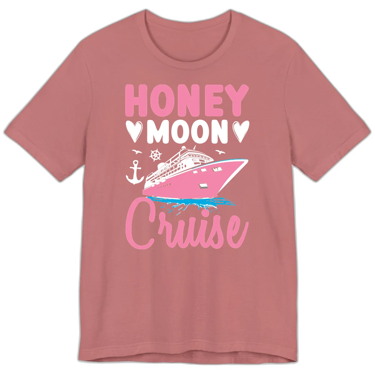 Honeymoon Cruise Club Premium T-Shirt for Newlyweds in Mauve