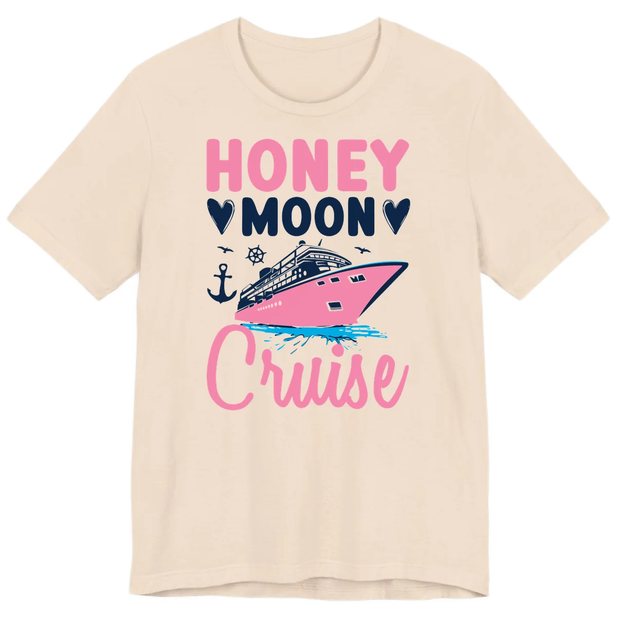 Honeymoon Cruise Club Premium T-Shirt for Newlyweds in Soft Cream