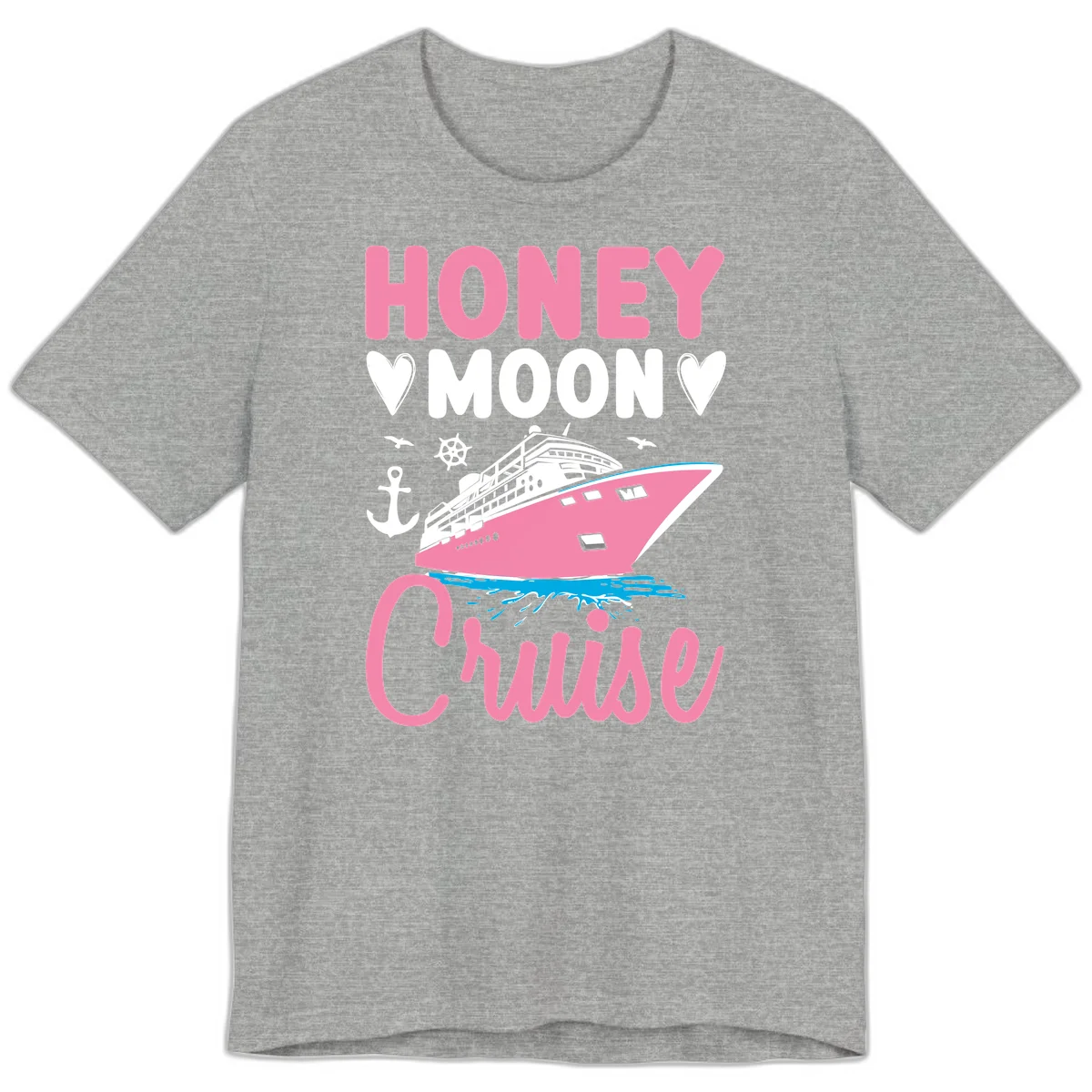 Honeymoon Cruise Club Premium T-Shirt for Newlyweds in Athletic Heather