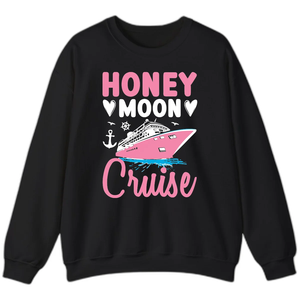 Honeymoon Cruise Club Sweatshirt for Cozy Evenings in Black
