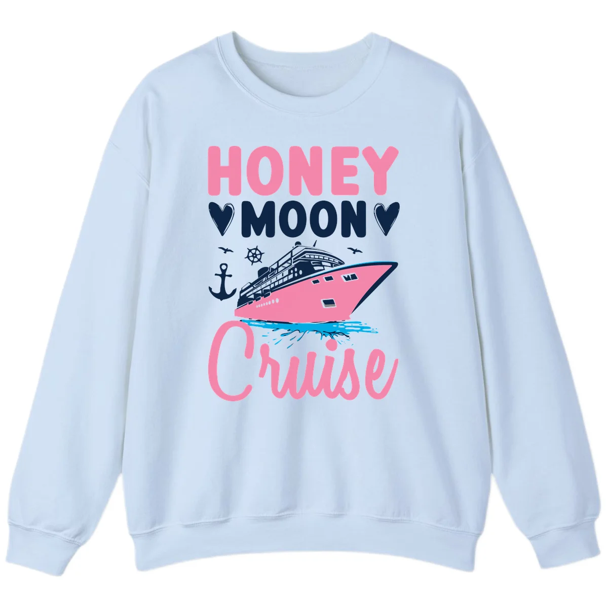 Honeymoon Cruise Club Sweatshirt for Cozy Evenings in Light Blue