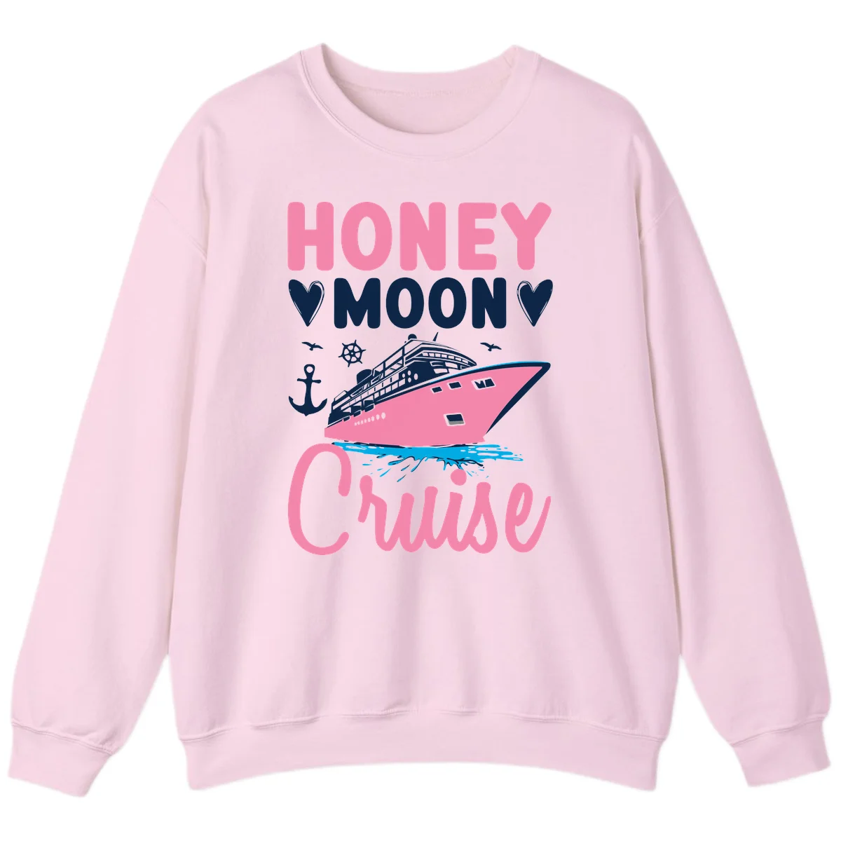 Honeymoon Cruise Club Sweatshirt for Cozy Evenings in Light Pink