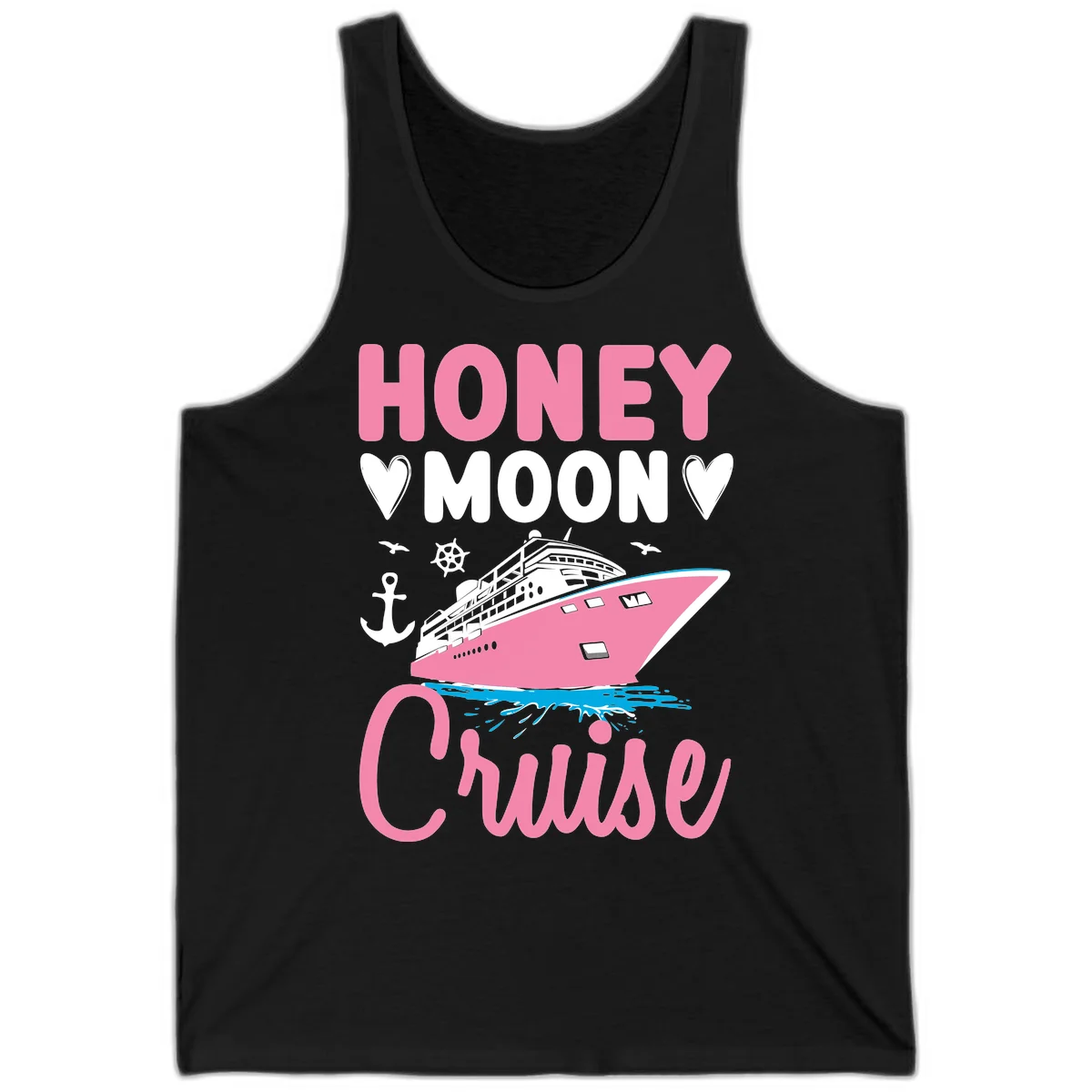 Honeymoon Cruise Club Tank Top for Sunny Days in Black
