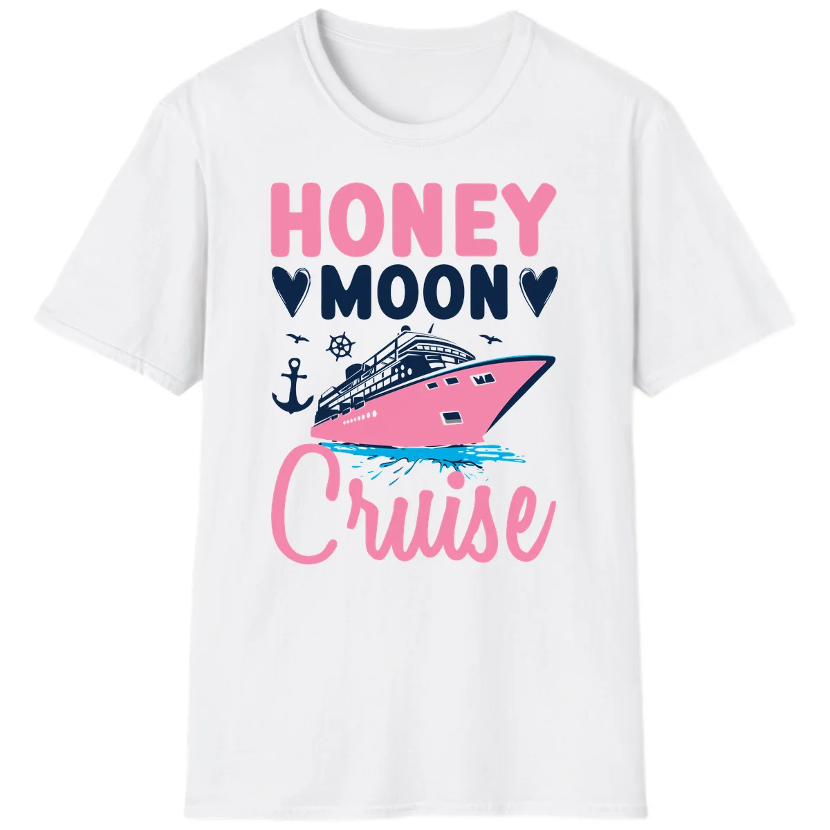 Honeymoon Cruise Club Nautical T-Shirt for Couples in White