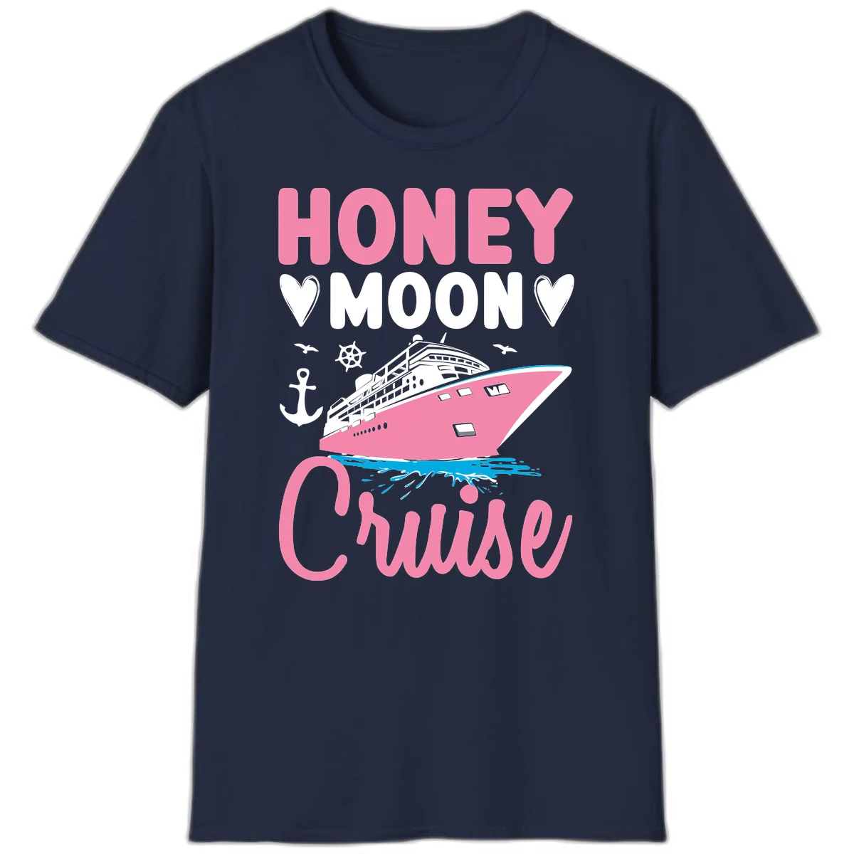 Honeymoon Cruise Club Nautical T-Shirt for Couples in Navy