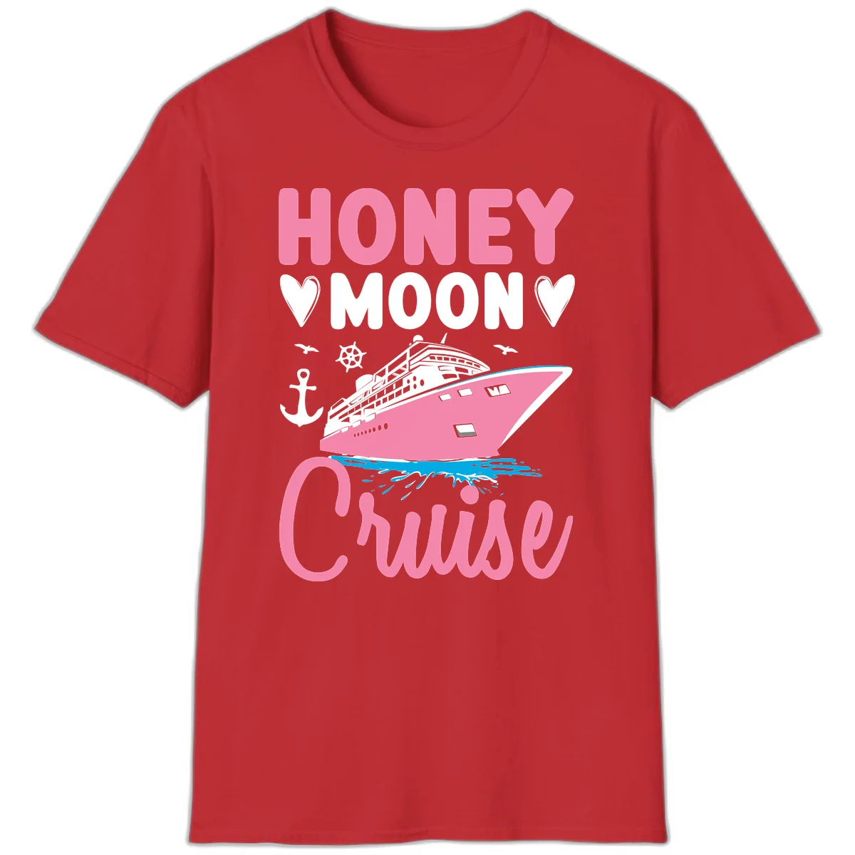 Honeymoon Cruise Club Nautical T-Shirt for Couples in Red