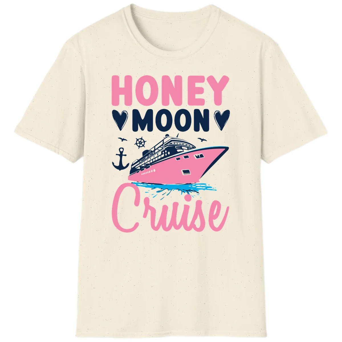 Honeymoon Cruise Club Nautical T-Shirt for Couples in Natural