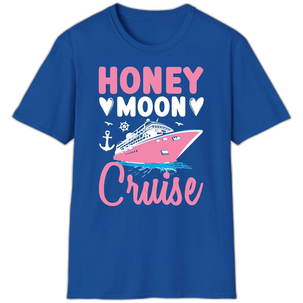 Honeymoon Cruise Club Nautical T-Shirt for Couples in Royal