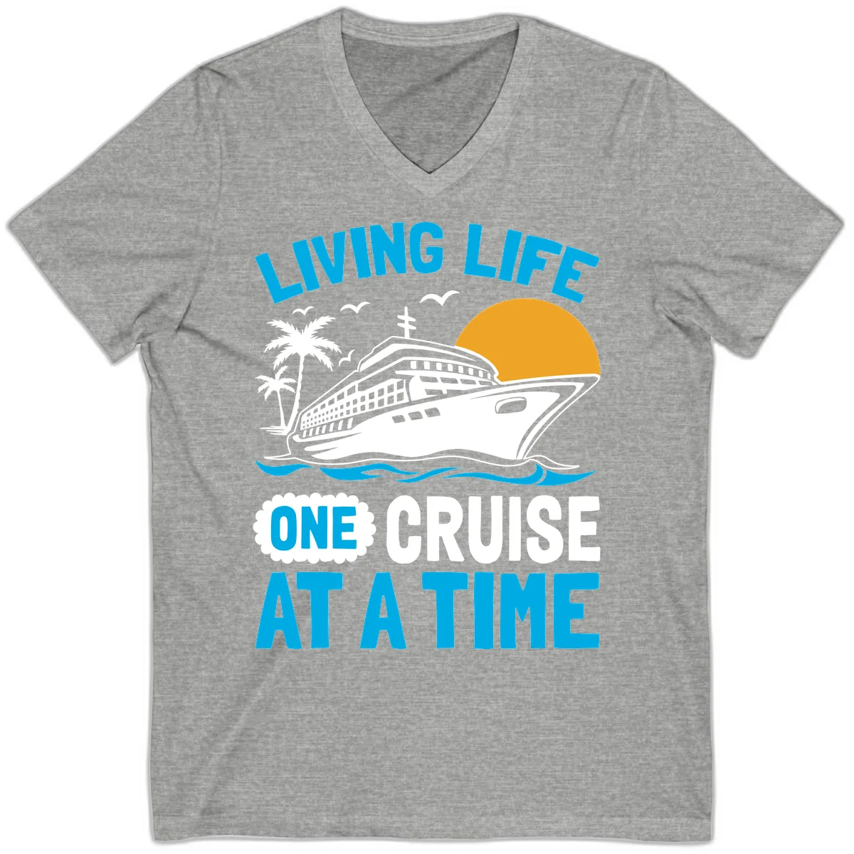 Living Life One Cruise At A Time V-Neck in Athletic Heather