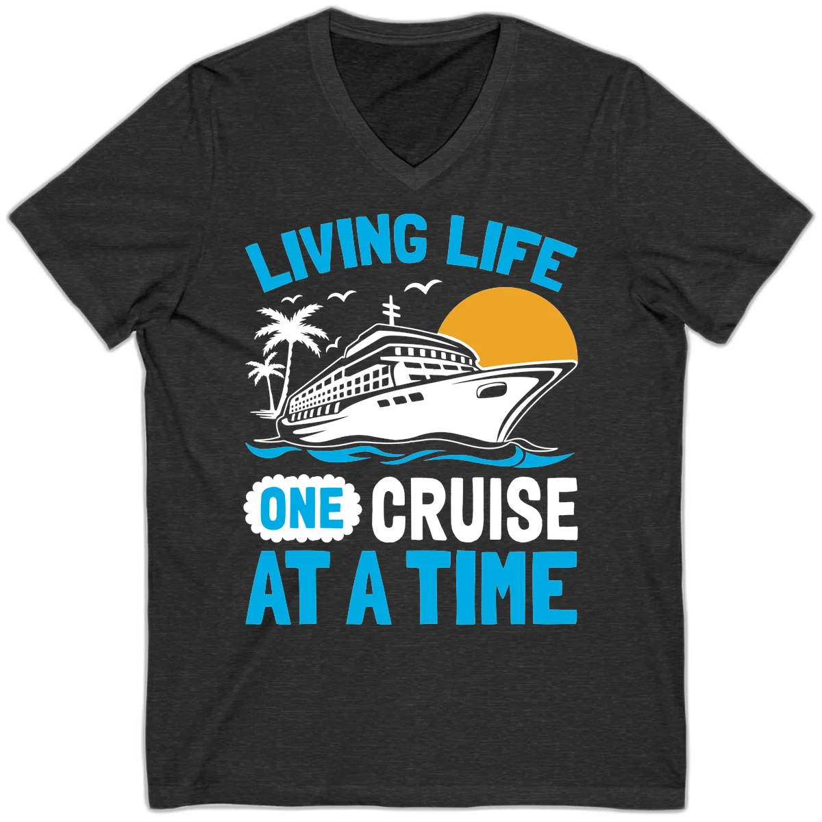 Living Life One Cruise At A Time V-Neck in Dark Grey Heather