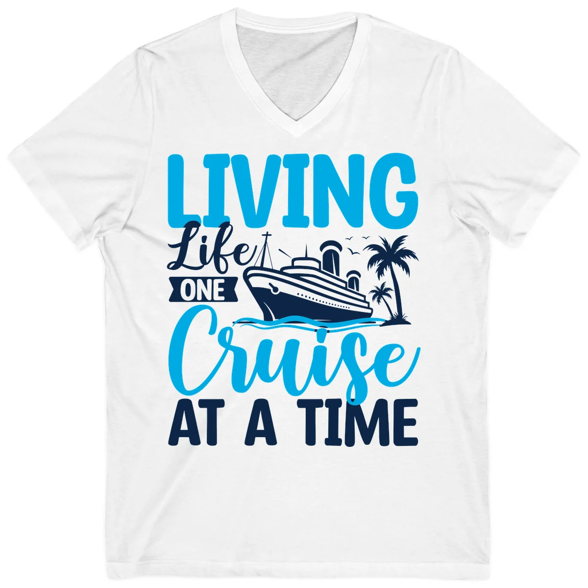 Living Like One Cruise At A Time V-Neck in White