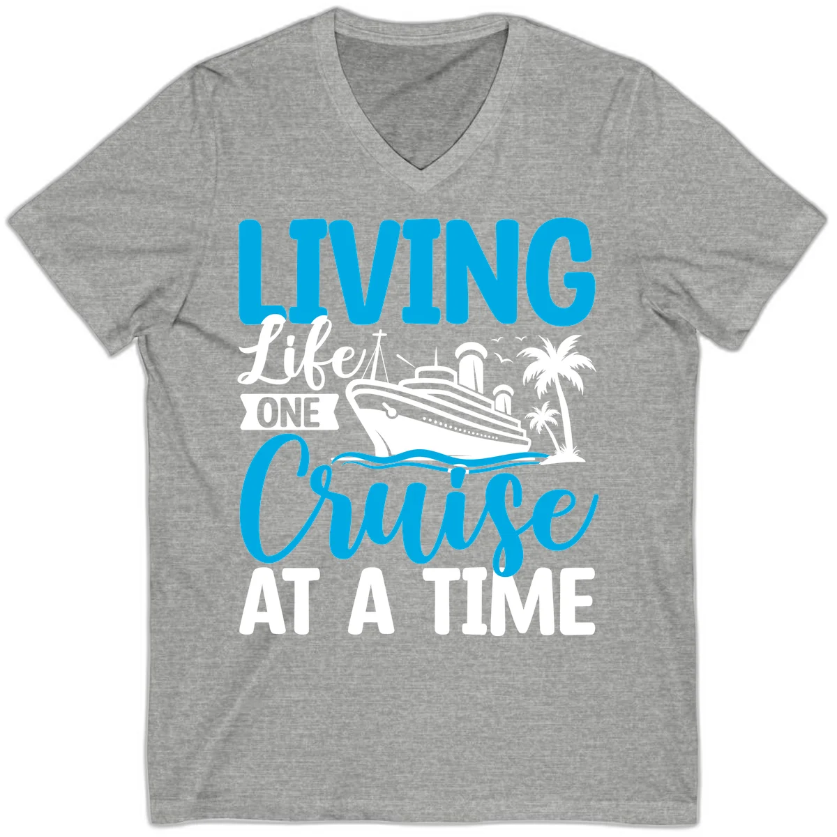 Living Like One Cruise At A Time V-Neck in Athletic Heather
