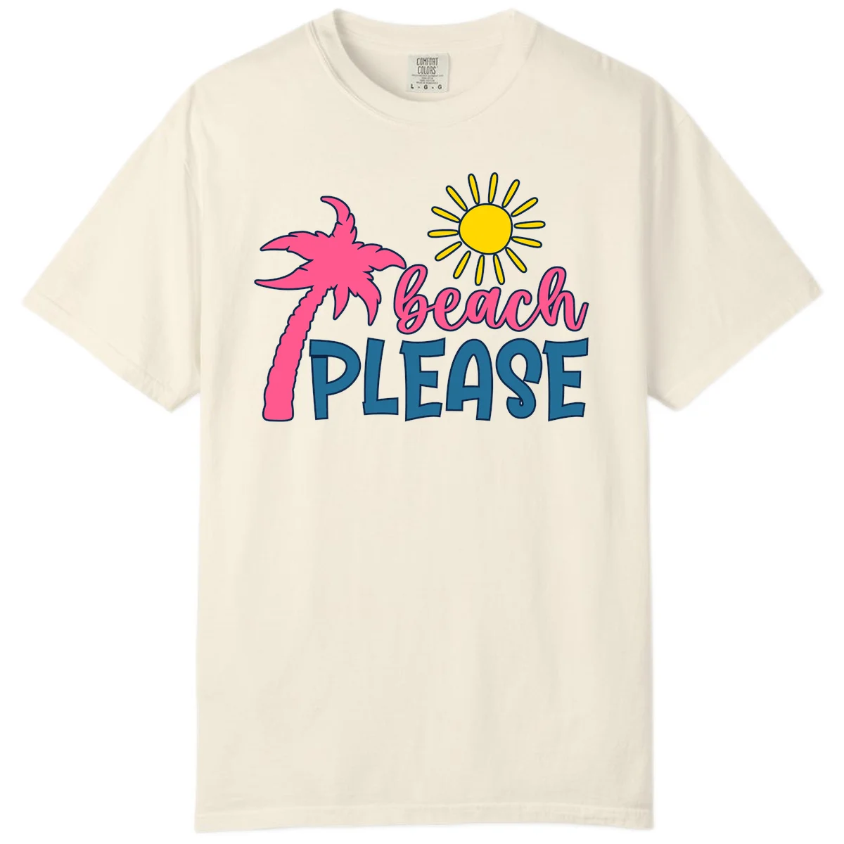 Beach Please Palm Sun Comfort Color T-Shirt in Ivory