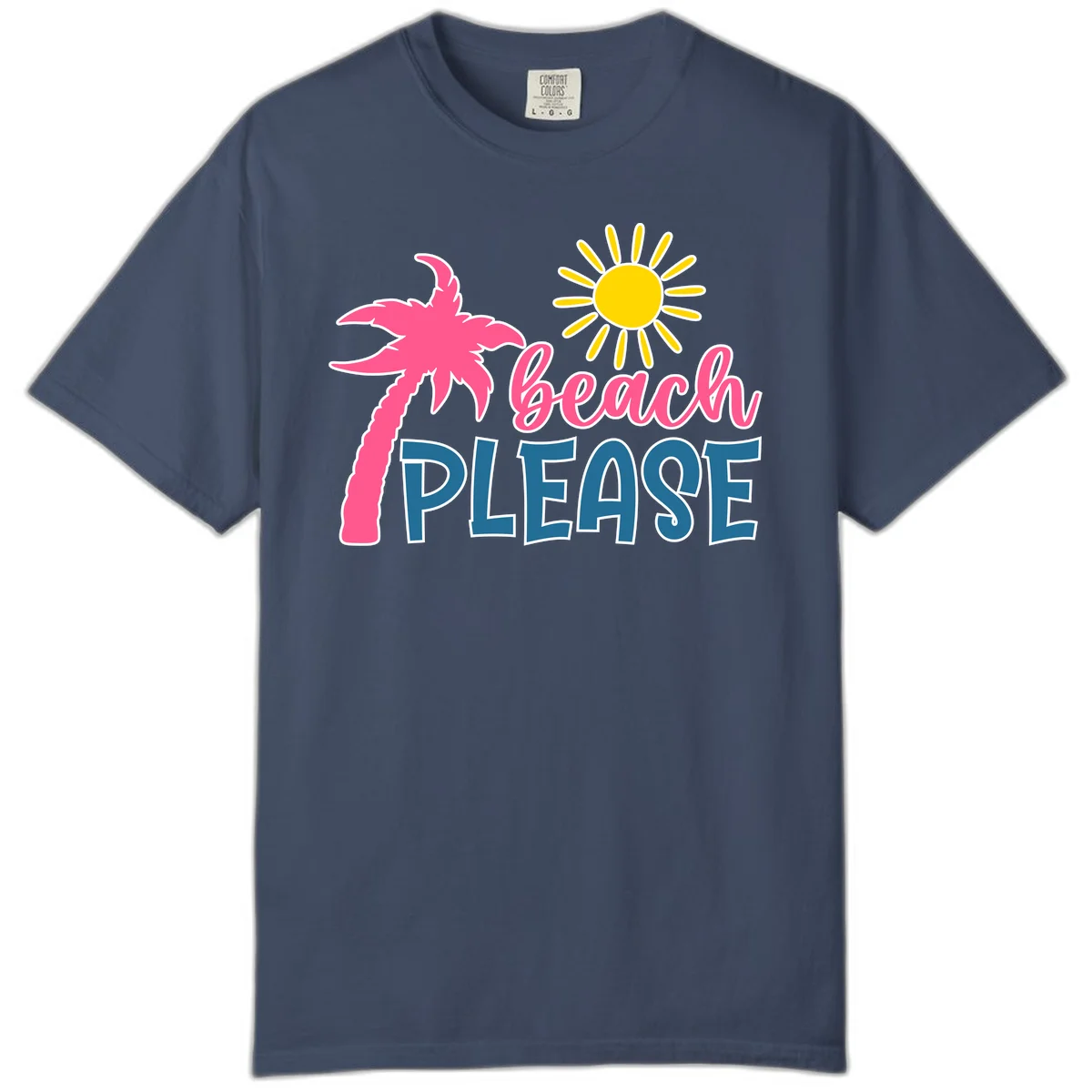 Beach Please Palm Sun Comfort Color T-Shirt in Midnight