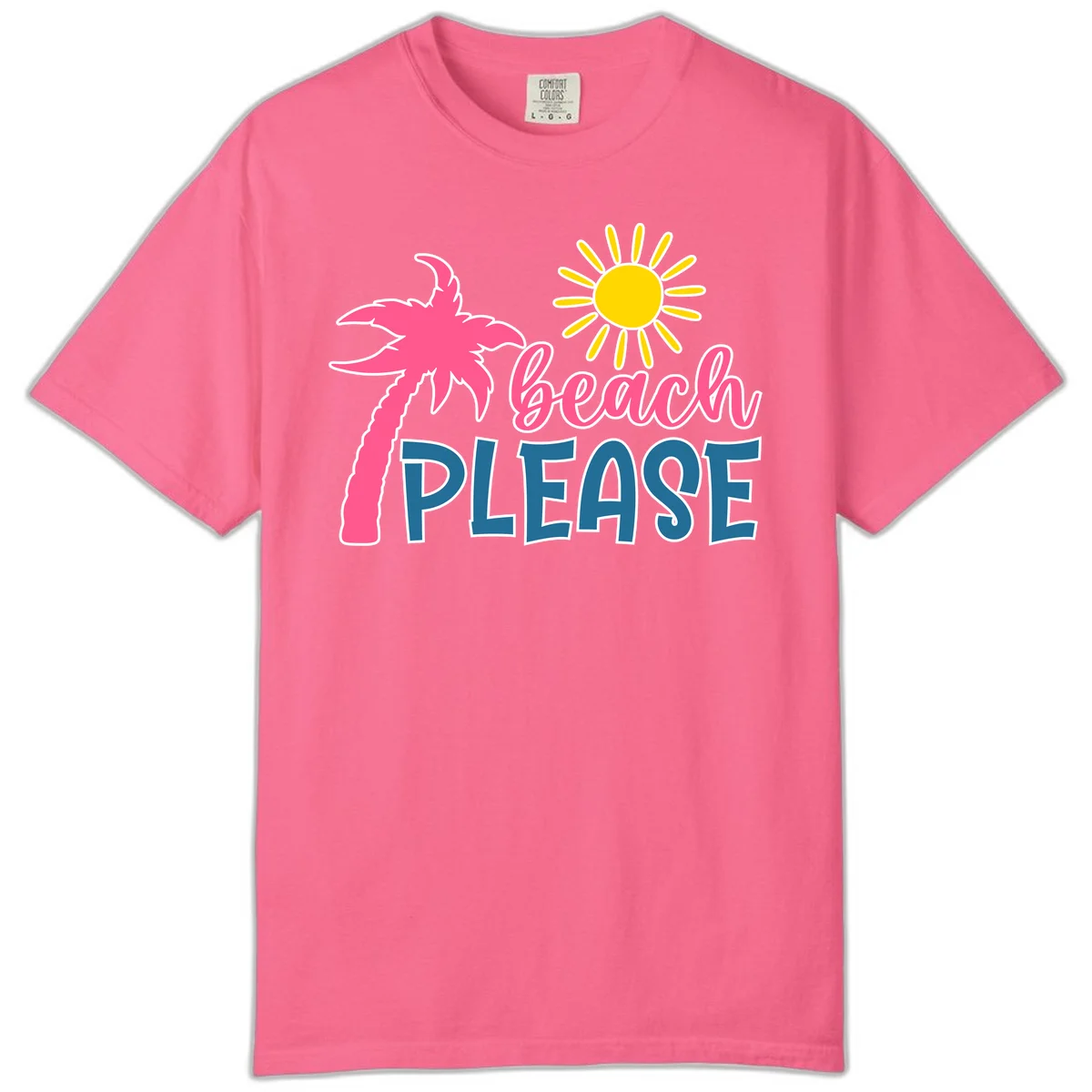 Beach Please Palm Sun Comfort Color T-Shirt in Crunchberry