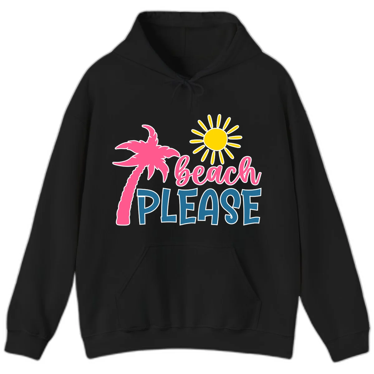 Beach Please Palm Sun Cruise Hoodie in Black