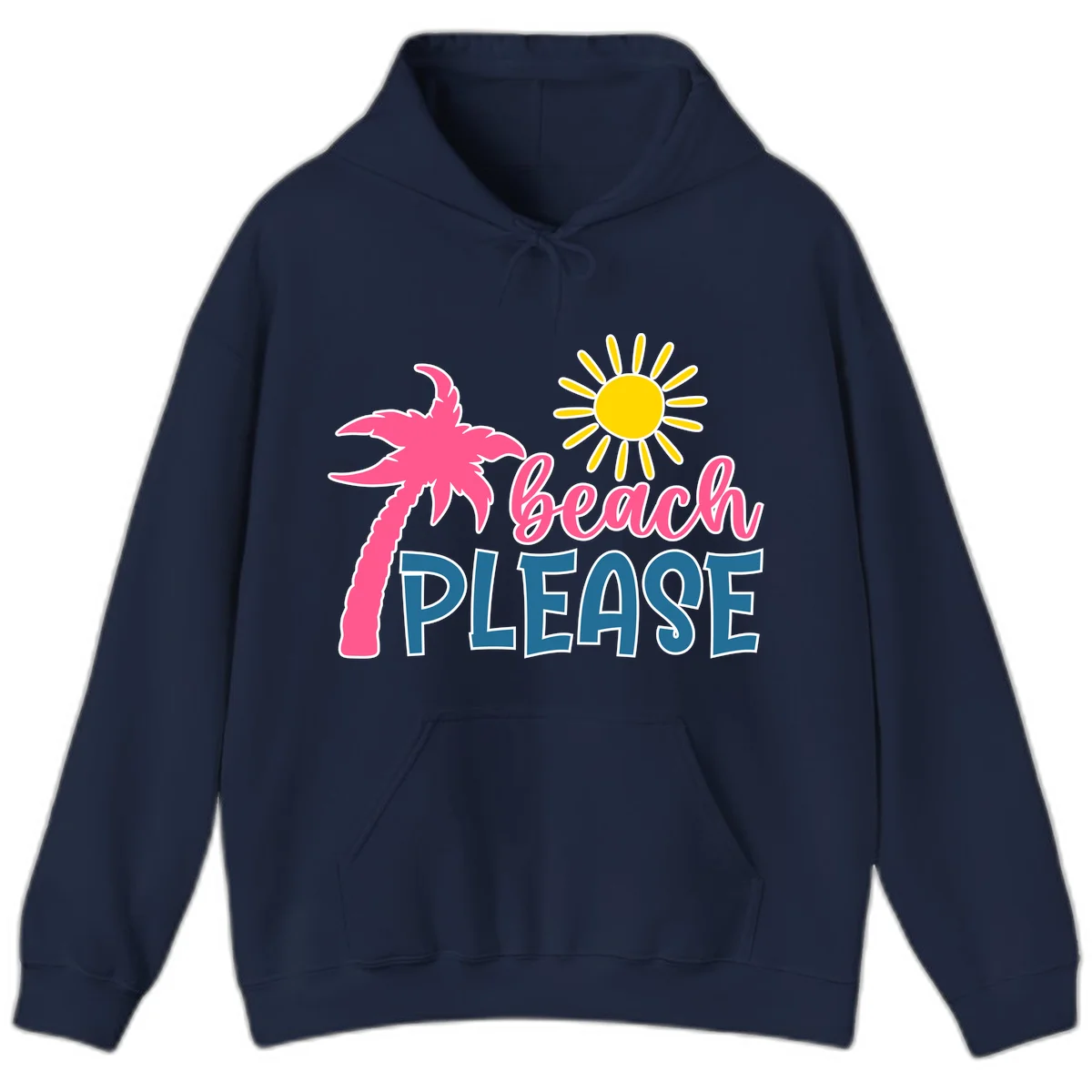 Beach Please Palm Sun Cruise Hoodie in Navy