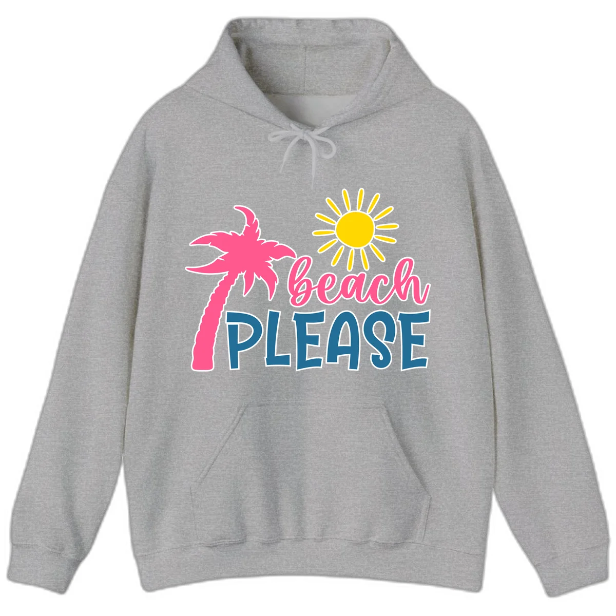 Beach Please Palm Sun Cruise Hoodie in Sport Grey