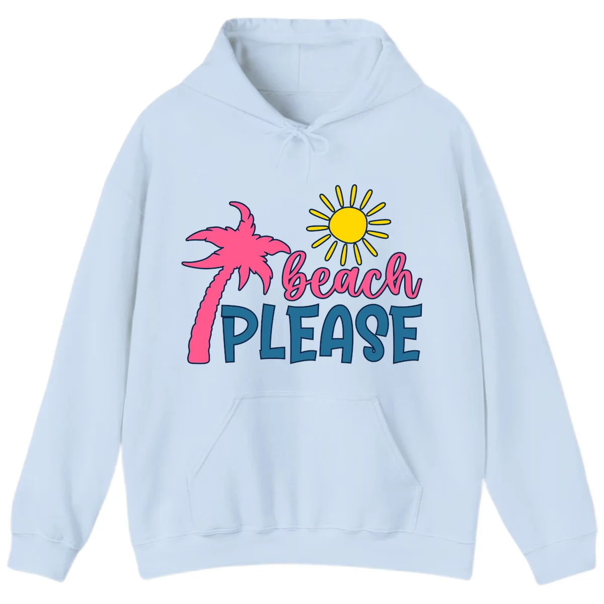 Beach Please Palm Sun Cruise Hoodie in Light Blue