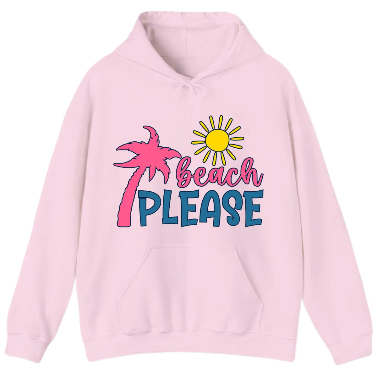 Beach Please Palm Sun Cruise Hoodie in Light Pink