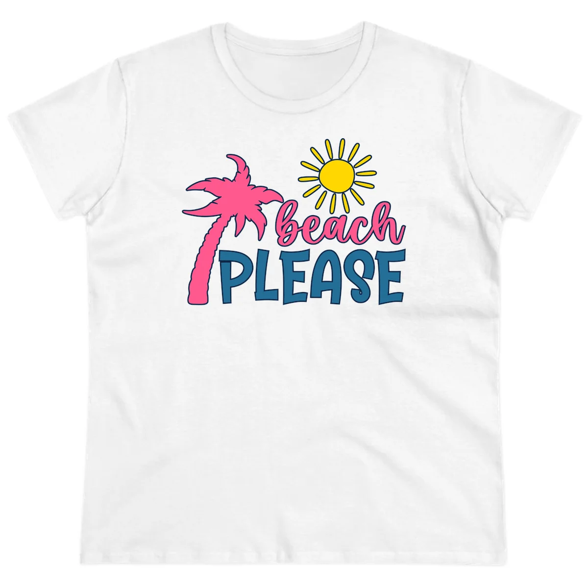 Beach Please Palm Sun Ladies Cruise Tee in White