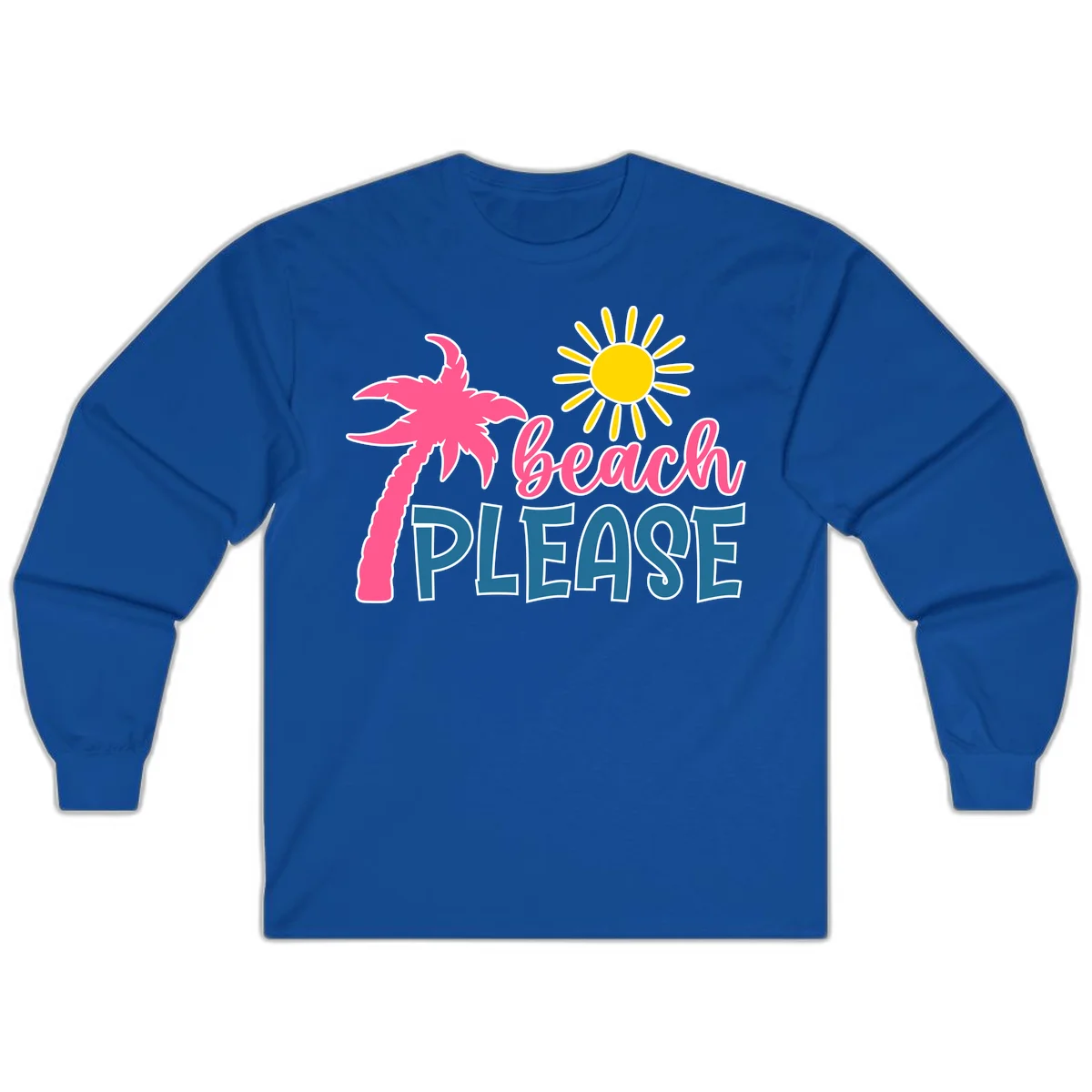 Beach Please Palm Sun Long Sleeve Tee in Royal