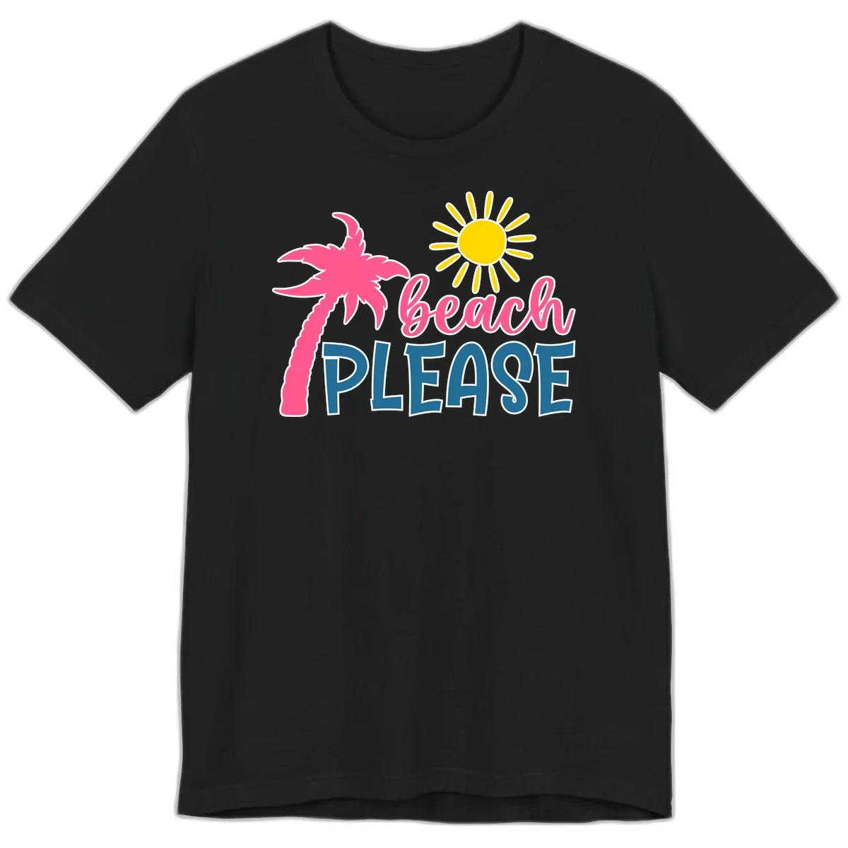 Beach Please Palm Sun Premium T-Shirt in Black