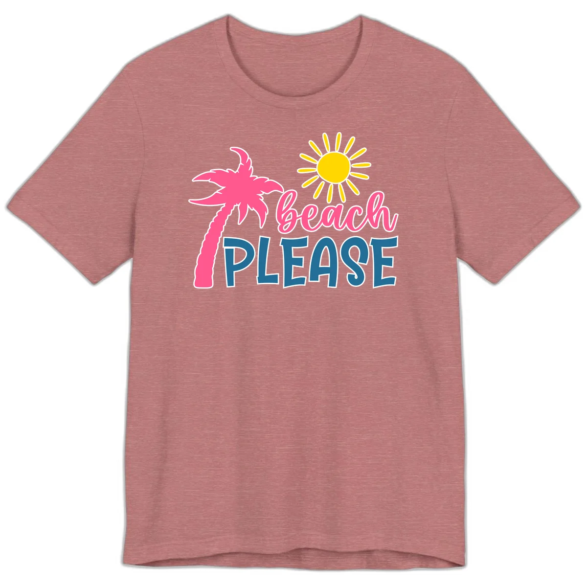Beach Please Palm Sun Premium T-Shirt in Heather Mauve