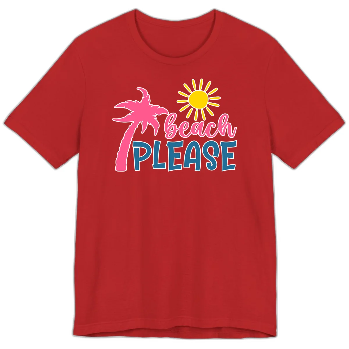 Beach Please Palm Sun Premium T-Shirt in Red