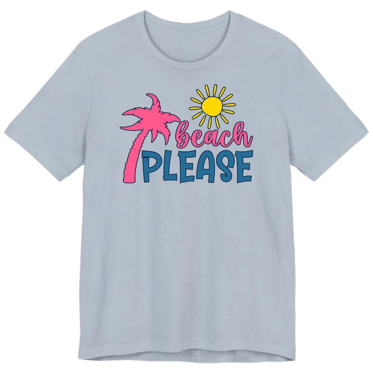 Beach Please Palm Sun Premium T-Shirt in Light Blue