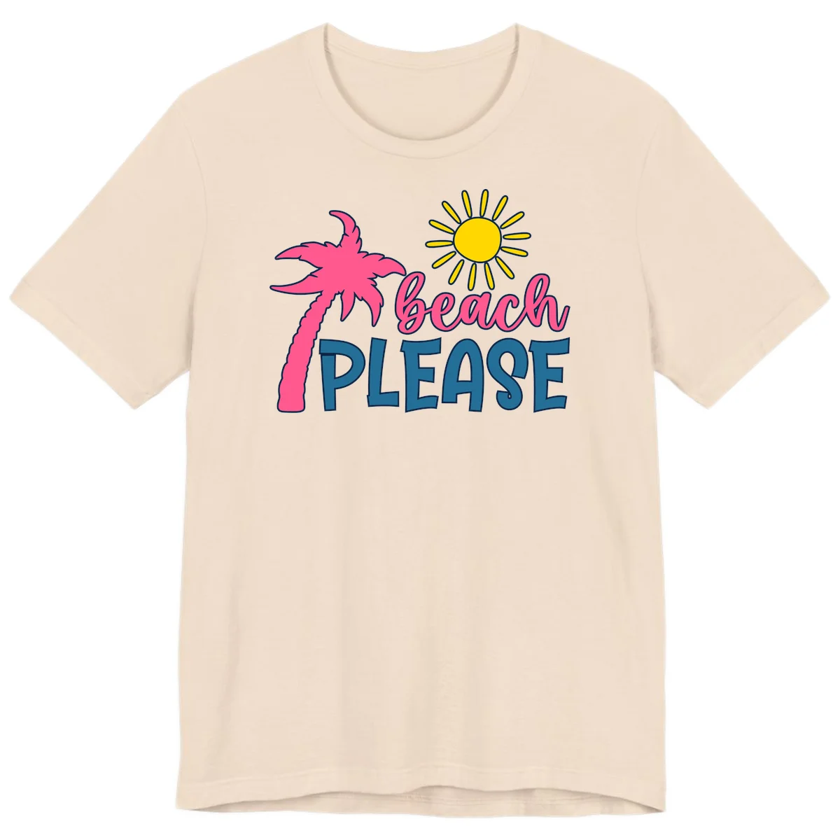 Beach Please Palm Sun Premium T-Shirt in Soft Cream