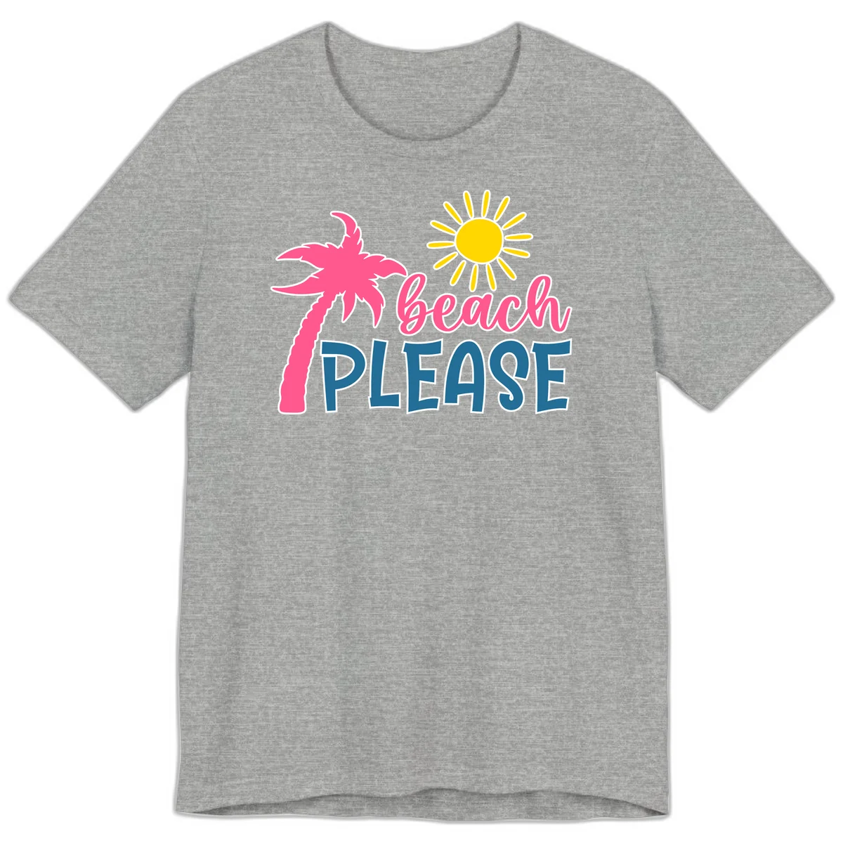 Beach Please Palm Sun Premium T-Shirt in Athletic Heather