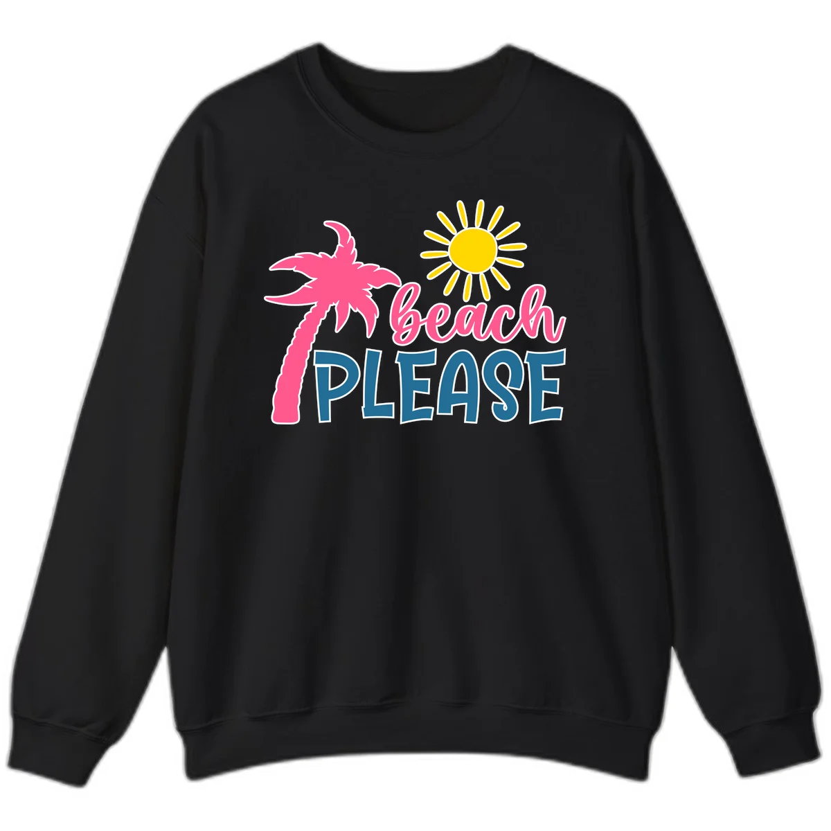Beach Please Palm Sun Cruise Sweatshirt in Black