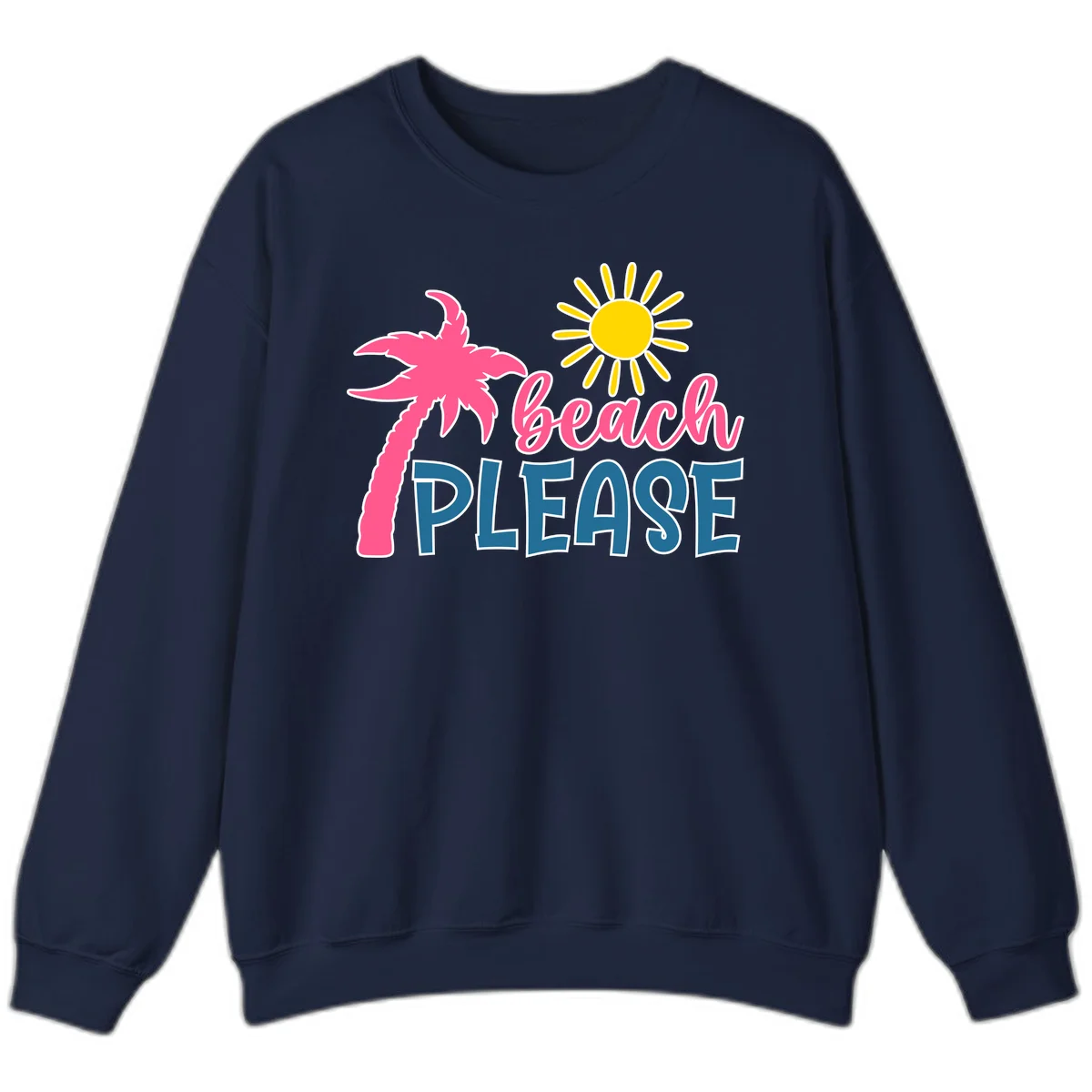 Beach Please Palm Sun Cruise Sweatshirt in Navy