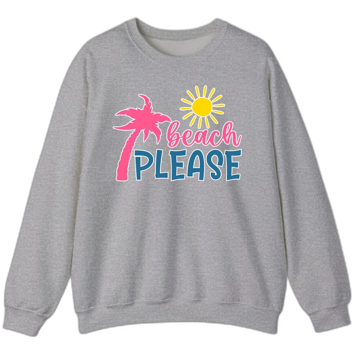 Beach Please Palm Sun Cruise Sweatshirt in Sport Grey