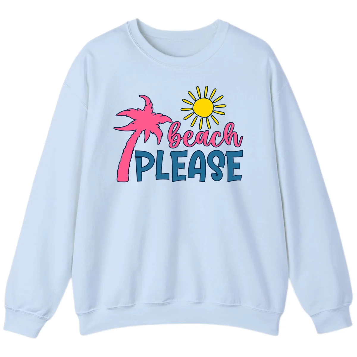 Beach Please Palm Sun Cruise Sweatshirt in Light Blue