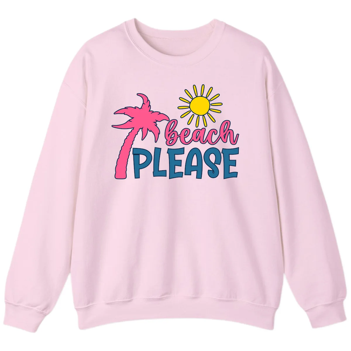 Beach Please Palm Sun Cruise Sweatshirt in Light Pink