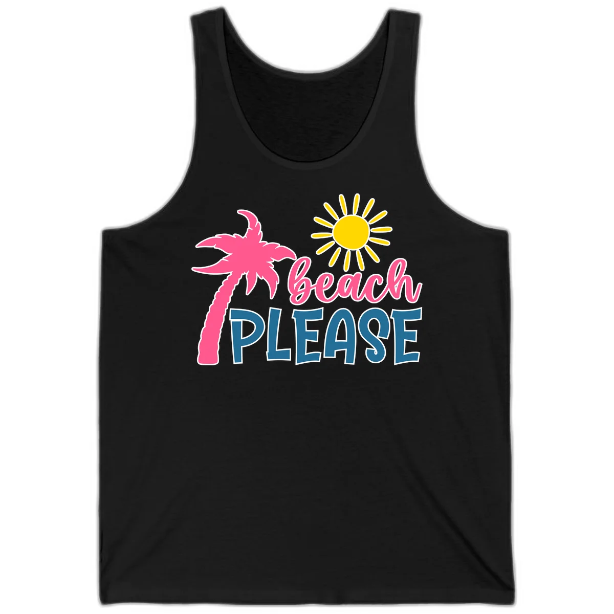 Beach Please Palm Sun Tank Top in Black