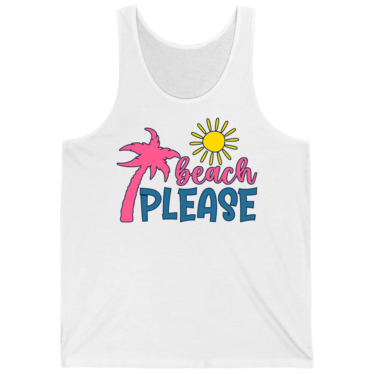 Beach Please Palm Sun Tank Top in White