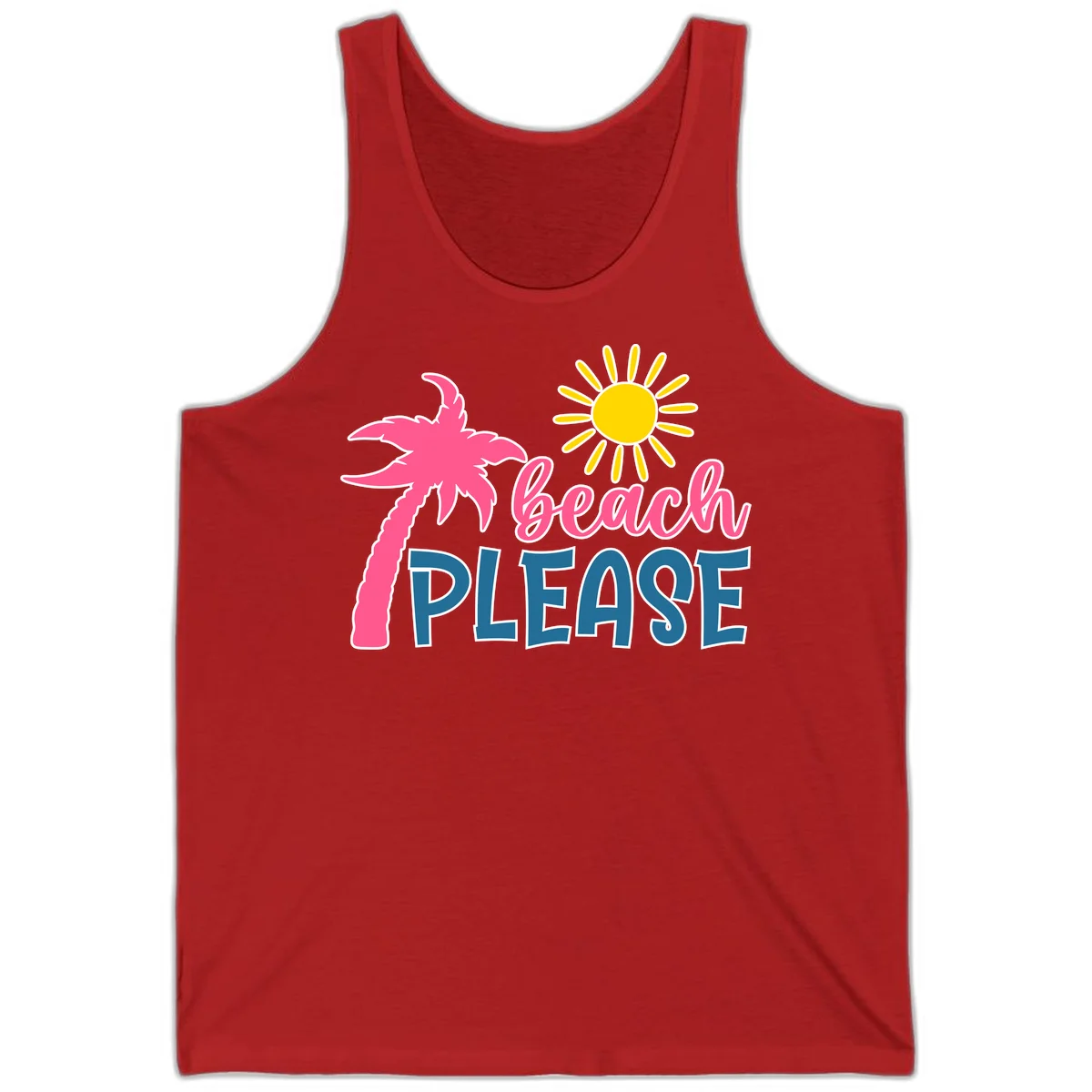 Beach Please Palm Sun Tank Top in Red