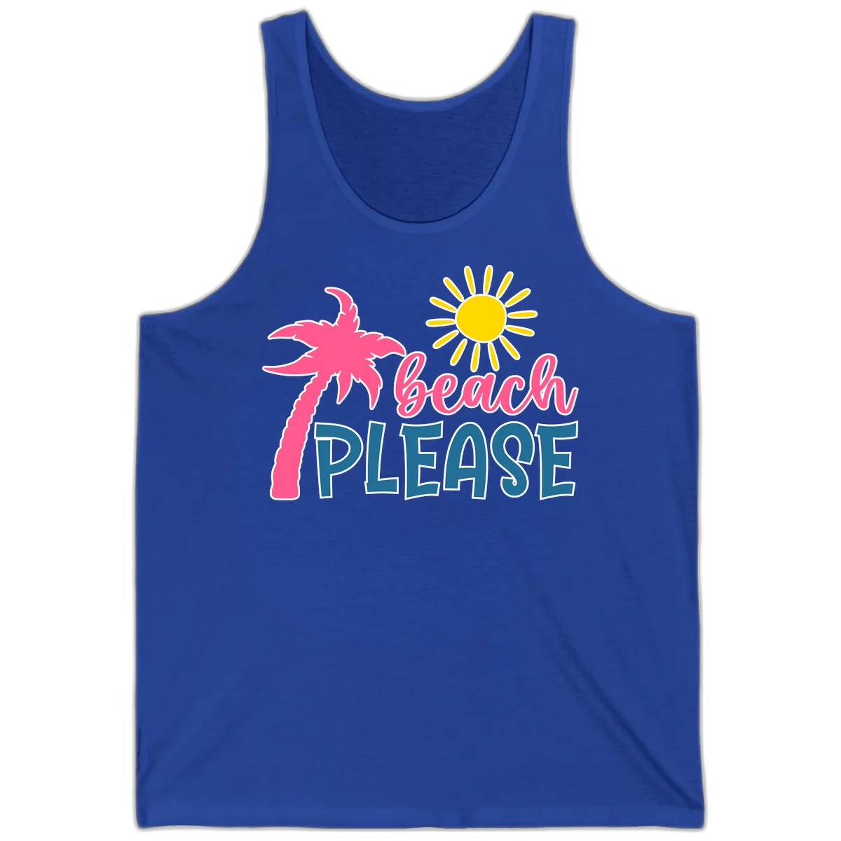 Beach Please Palm Sun Tank Top in True Royal